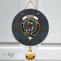 Scottish Fraser Hunting Ancient Clan Tartan Door Sign - Crest Classic Scottish Plaid Tartan Plaid