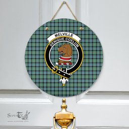 Scottish Melville Clan Tartan Door Sign - Crest Classic Scottish Plaid Tartan Plaid