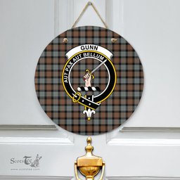 Scottish Gunn Weathered Clan Tartan Door Sign - Crest Classic Scottish Plaid Tartan Plaid