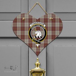 Scottish Cunningham Burgundy Dancers Clan Tartan Door Sign - Crest Classic Scottish Plaid Tartan Plaid