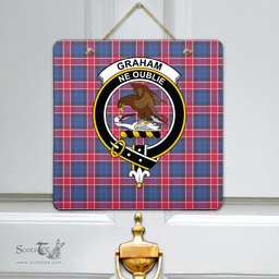 Scottish Graham of Menteith Red Clan Tartan Door Sign - Crest Classic Scottish Plaid Tartan Plaid