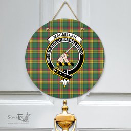 Scottish MacMillan Old Ancient Clan Tartan Door Sign - Crest Classic Scottish Plaid Tartan Plaid