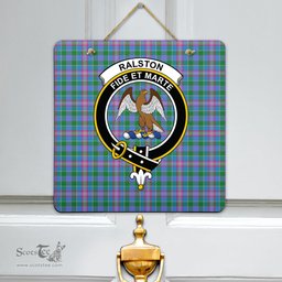 Scottish Ralston Clan Tartan Door Sign - Crest Classic Scottish Plaid Tartan Plaid