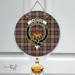 Scottish Cameron of Erracht Weathered Clan Tartan Door Sign - Crest Classic Scottish Plaid Tartan Plaid