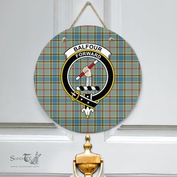 Scottish Balfour Blue Clan Tartan Door Sign - Crest Classic Scottish Plaid Tartan Plaid