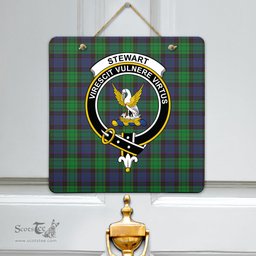 Scottish Stewart Old Modern Clan Tartan Door Sign - Crest Classic Scottish Plaid Tartan Plaid