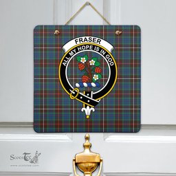Scottish Fraser Hunting Ancient Clan Tartan Door Sign - Crest Classic Scottish Plaid Tartan Plaid