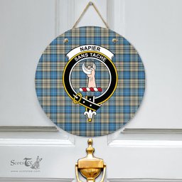 Scottish Napier Ancient Clan Tartan Door Sign - Crest Classic Scottish Plaid Tartan Plaid