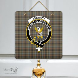 Scottish Stewart Hunting Weathered Clan Tartan Door Sign - Crest Classic Scottish Plaid Tartan Plaid