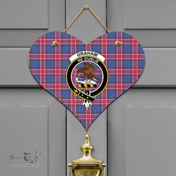 Scottish Graham of Menteith Red Clan Tartan Door Sign - Crest Classic Scottish Plaid Tartan Plaid