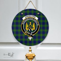 Scottish Johnston Modern Clan Tartan Door Sign - Crest Classic Scottish Plaid Tartan Plaid
