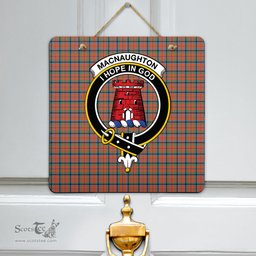 Scottish MacNaughton Ancient Clan Tartan Door Sign - Crest Classic Scottish Plaid Tartan Plaid