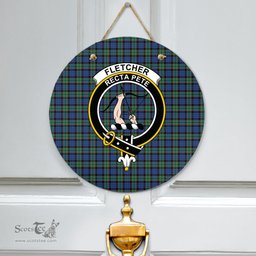Scottish Fletcher Ancient Clan Tartan Door Sign - Crest Classic Scottish Plaid Tartan Plaid