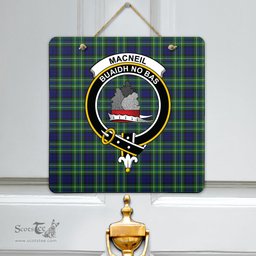 Scottish MacNeil of Colonsay Modern Clan Tartan Door Sign - Crest Classic Scottish Plaid Tartan Plaid