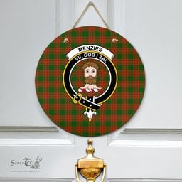 Scottish Menzies Green Modern Clan Tartan Door Sign - Crest Classic Scottish Plaid Tartan Plaid