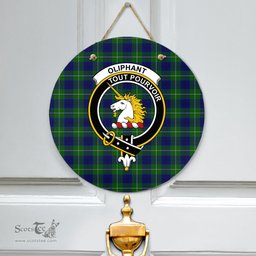 Scottish Oliphant Modern Clan Tartan Door Sign - Crest Classic Scottish Plaid Tartan Plaid
