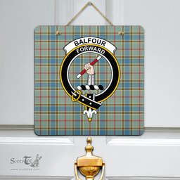 Scottish Balfour Blue Clan Tartan Door Sign - Crest Classic Scottish Plaid Tartan Plaid