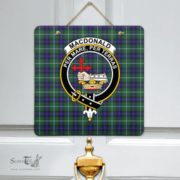 Scottish MacDonald of the Isles Hunting Modern Clan Tartan Door Sign - Crest Classic Scottish Plaid Tartan Plaid