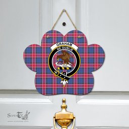 Scottish Graham of Menteith Red Clan Tartan Door Sign - Crest Classic Scottish Plaid Tartan Plaid