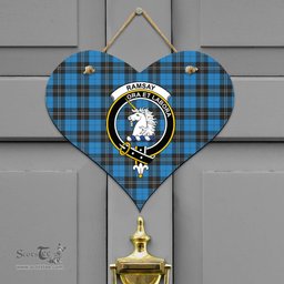 Scottish Ramsay Blue Ancient Clan Tartan Door Sign - Crest Classic Scottish Plaid Tartan Plaid