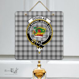 Scottish Douglas Grey Modern Clan Tartan Door Sign - Crest Classic Scottish Plaid Tartan Plaid