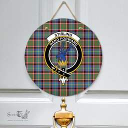 Scottish Stirling Bannockburn District Clan Tartan Door Sign - Crest Classic Scottish Plaid Tartan Plaid