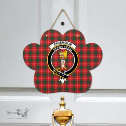 Scottish Chisholm Modern Clan Tartan Door Sign - Crest Classic Scottish Plaid Tartan Plaid
