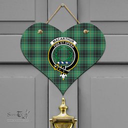 Scottish MacArthur Ancient Clan Tartan Door Sign - Crest Classic Scottish Plaid Tartan Plaid