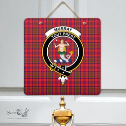Scottish Murray of Tulloch Modern Clan Tartan Door Sign - Crest Classic Scottish Plaid Tartan Plaid