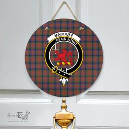 Scottish MacDuff Hunting Modern Clan Tartan Door Sign - Crest Classic Scottish Plaid Tartan Plaid