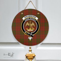 Scottish Drummond Clan Clan Tartan Door Sign - Crest Classic Scottish Plaid Tartan Plaid