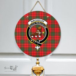 Scottish MacAulay Modern Clan Tartan Door Sign - Crest Classic Scottish Plaid Tartan Plaid