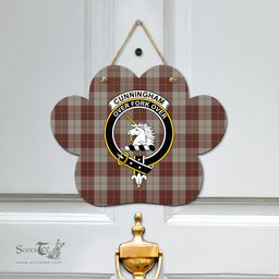 Scottish Cunningham Burgundy Dancers Clan Tartan Door Sign - Crest Classic Scottish Plaid Tartan Plaid