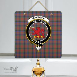 Scottish MacDuff Hunting Modern Clan Tartan Door Sign - Crest Classic Scottish Plaid Tartan Plaid