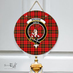 Scottish Brodie Modern Clan Tartan Door Sign - Crest Classic Scottish Plaid Tartan Plaid