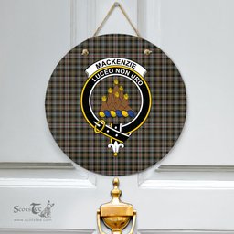 Scottish MacKenzie Weathered Clan Tartan Door Sign - Crest Classic Scottish Plaid Tartan Plaid