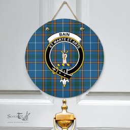 Scottish Bain Clan Tartan Door Sign - Crest Classic Scottish Plaid Tartan Plaid