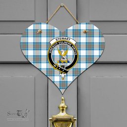 Scottish Stewart Muted Blue Clan Tartan Door Sign - Crest Classic Scottish Plaid Tartan Plaid