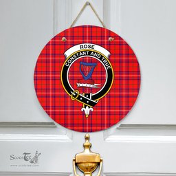 Scottish Rose Modern Clan Tartan Door Sign - Crest Classic Scottish Plaid Tartan Plaid