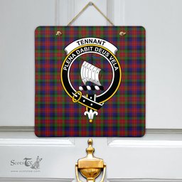 Scottish Tennant Clan Tartan Door Sign - Crest Classic Scottish Plaid Tartan Plaid