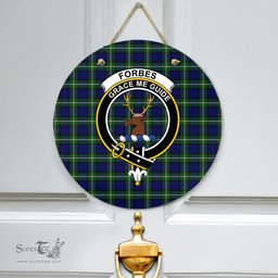 Scottish Forbes Modern Clan Tartan Door Sign - Crest Classic Scottish Plaid Tartan Plaid