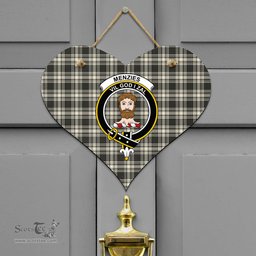 Scottish Menzies Black White Ancient Clan Tartan Door Sign - Crest Classic Scottish Plaid Tartan Plaid