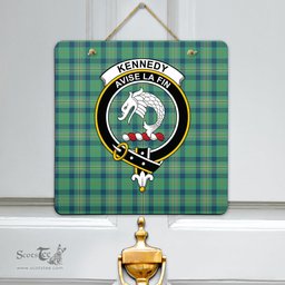 Scottish Kennedy Ancient Clan Tartan Door Sign - Crest Classic Scottish Plaid Tartan Plaid