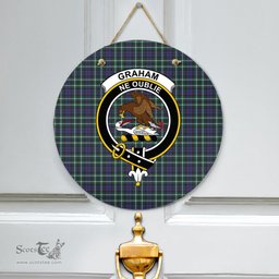 Scottish Graham of Montrose Modern Clan Tartan Door Sign - Crest Classic Scottish Plaid Tartan Plaid
