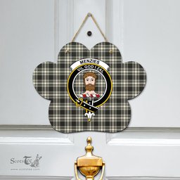 Scottish Menzies Black White Ancient Clan Tartan Door Sign - Crest Classic Scottish Plaid Tartan Plaid