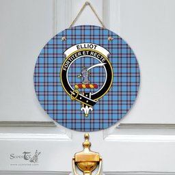 Scottish Elliot Ancient Clan Tartan Door Sign - Crest Classic Scottish Plaid Tartan Plaid