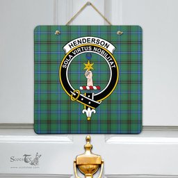 Scottish Henderson Ancient Clan Tartan Door Sign - Crest Classic Scottish Plaid Tartan Plaid