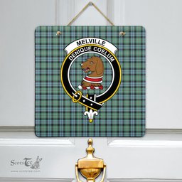 Scottish Melville Clan Tartan Door Sign - Crest Classic Scottish Plaid Tartan Plaid