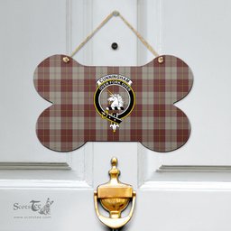Scottish Cunningham Burgundy Dancers Clan Tartan Door Sign - Crest Classic Scottish Plaid Tartan Plaid