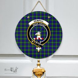 Scottish Sempill Modern Clan Tartan Door Sign - Crest Classic Scottish Plaid Tartan Plaid